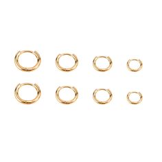 PRICES MAY VARY. Product Content: You will receive 4 pairs of small gold hoop earrings in different sizes, simple and stylish, making your look more layered and charming. Product Size: The diameters of the gold plated hoop earrings are approximately 6mm/0.24in, 8mm/0.31in, 10mm/0.39in, 12mm/0.47in respectively. Unique Design: The small hoop earrings are simple in design, fashionable and elegant. They complement each other to form a rich and multi-layered visual effect. Excellent Quality: Our car 10mm Hoop Earrings, Minimal Earring Stack, Small Gold Hoop Earrings, Small Gold Hoops, Tiny Hoop Earrings, Minimal Earrings, Helix Earrings, Cartilage Earrings, Hoop Earrings Small