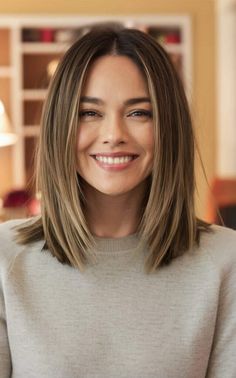 Texture Shoulder Length Hair, Shoulder Length Bob For Thinning Hair, Short Choppy Haircuts Straight Hair, At Shoulder Haircut, Light Brown Cool Hair, Medium Length For Fine Hair Over 40, Shoulder Length Hair Bob With Layers, Long Bob A Line Haircut, Women’s Haircuts Brunette