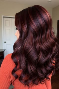 hair color ideas | hairstyles Red Hair With Lowlights Dark, Cherry Red Hair With Highlights, Deep Burgundy Hair Color Chocolate Cherry Dark Brown, Cherry Brown Hair With Highlights, Burgundy Copper Hair, Cherry Cola Hair Color With Highlights, Cherry Red Highlights In Brown Hair, Dark Red Balayage, Mahogany Balayage