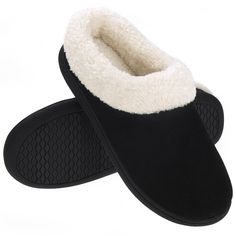 Womens Memory Foam Cozy Slippers Fuzzy Slip On Warm Home House Shoes Winter Clog Cozy & Warm: Plush fluffy lining is skin friendly and moisture-wicking which really make you enjoy the comfy wearing feeling. Slip on the house shoes and you will feel quick warm in a second.   Memory Foam insole: High density memory foam and cushioning EVA insole mold to your feet and you'll feel like walking on pillows. Classic and elegant design: Classic style slip-on clog with breathable open back. Easily slides Winter Clogs, Indoor Outdoor House, Slipper Shoes Women, Outdoor House, Clogs Style, Black Slippers, Clog Slippers, Faux Fur Slippers, Outdoor Slippers