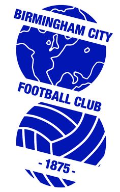 the birmingham city football club logo, which is blue and white with an earth globe on it