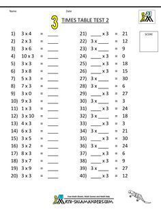 Times Table Tests - 2 3 4 5 10 Times Tables 6 Times Table Worksheet, 5 Times Table, 4 Times Table, Free Printable Multiplication Worksheets, Times Tables Worksheets, Table Worksheet, Times Table Chart, Printable Multiplication Worksheets, Learning Multiplication