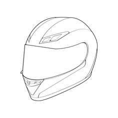 a drawing of a helmet on a white background