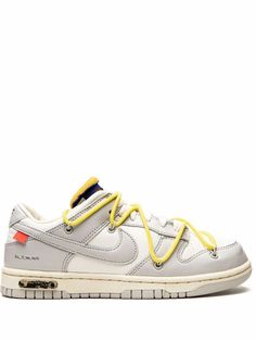 Nike x Off-White Dunk Low Sneakers - Farfetch Nike Dunk Low Off White, Popular Basketball Shoes, Off White Dunk, Nike Tenis, Yeezy 750, Off White Shoes, Purple Sneakers, Fresh Sneakers, Gold Sneakers