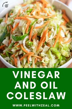 a white bowl filled with coleslaw and carrots on top of a wooden table