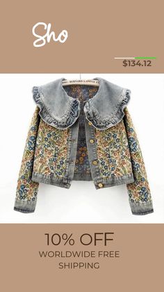 Stylish denim jacket
Autumn fashion
Women's outerwear
Jacquard embroidery
Peter Pan collar
Denim jacket for women
Trendy fall jacket
Chic embroidery detail
Women's fashion statement
Comfortable outerwear
Fashionable jacket design
Autumn wardrobe essential
Jacquard pattern
Women's clothing
Denim fashion trends
Casual chic style
Embroidered jacket
Fall fashion inspiration
Stylish and cozy
Women's jacket collection Embroidered Denim Outerwear For Fall, Winter Denim Jacket With Multicolor Embroidery, Embroidered Cotton Denim Jacket For Fall, Embroidered Long Sleeve Denim Jacket For Fall, Fall Embroidered Denim Outerwear, Trendy Denim Jacket With Floral Embroidery For Fall, Fall Denim Jacket With Floral Embroidery, Fall Denim Jacket With Multicolor Embroidery, Denim Jacket With Floral Embroidery For Fall