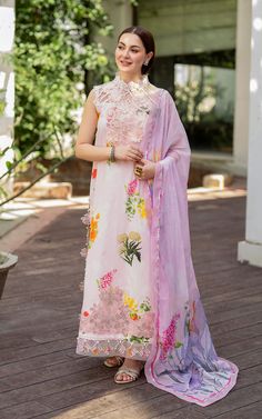 Brand: Asifa & NabeelProduct Code: MK-05 BulbulCollection: Meraki by Asifa & Nabeel Vol-02 Unstitched Luxury Lawn CollectionFabric: Lawn Details of Fabric: Digital printed shirt (front, back, sleeves) 2.1 meters (50” width). Embroidered neckline for front on organza. Embroidered daman border for front on organza. Digital printed dupatta on chiffon. Plain dyed cambric trouser 2.25 meters. DISCLAIMER: Lining, Laces, and Tassels are not included in unstitched variants. Embellishment items in stitched outfits are subject to market availability The actual colors of the outfit may vary from the colors being displayed on your device. CARE INSTRUCTIONS: Extra Fabric Has Been Used For Shoot Original Color May Vary Slightly From The Picture Dry Clean Recommended Iron The Clothes At Moderate Temperat Elegant Purple Printed Lawn Suit, Luxury Spring Floral Print Salwar Kameez, Luxury Off White Lawn Suit For Women, Luxury Multicolor Lawn Suit With Zari Work, Luxury Traditional Pink Lawn Suit, Luxury Multicolor Lawn Suit With Sheer Dupatta, Luxury Embellished Georgette Lawn Suit, Luxury Multicolor Lawn Suit With Dupatta, Luxury Embroidered Georgette Lawn Suit