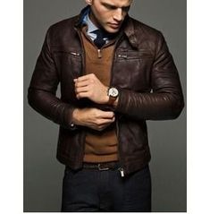 Mens Slim Fit Leather Jackets, Men Brown Leather Jacket, Leather Jacket Masculine Fitted Leather Jacket For Winter, Masculine Fitted Leather Jacket, Masculine Brown Leather Jacket With Long Sleeves, Masculine Fitted Brown Leather Jacket, Brown Fitted Masculine Leather Jacket, Masculine Leather Business Jacket, Masculine Business Leather Jacket With Long Sleeves, Brown Leather Jacket For Business With Long Sleeves, Jacket Outfit Men