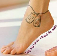 a woman's foot with two tags on it and the words do not drop around the ankle