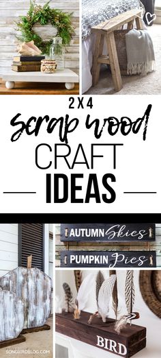 the words craft ideas are displayed in black and white, with images of different items