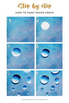 step by step instructions to paint water drops