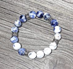 Mens Gemstone Bracelet| Mens Beaded Bracelet| Mens Stretch Bead Bracelet| Mens Sodalite Gemstone Bracelet| Mens Greek Key Bracelet| Etsy Light Blue Jewelry With Natural Round Beads, Bohemian Blue Jewelry With 8mm Beads, Mens Handmade Jewelry, Handmade Necklace Designs, Tiger Bracelet, White Beaded Bracelet, Key Bracelet, Lava Stone Bracelet, Oil Diffuser Bracelet