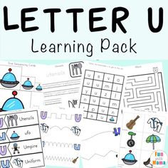 the letter u learning pack includes letters and numbers