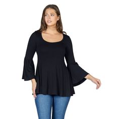 Refresh your wardrobe with this women's 24Seven Comfort Apparel long bell sleeve flared tunic top. Click on this WOMEN'S GUIDE to find the perfect fit and more! Refresh your wardrobe with this women's 24Seven Comfort Apparel long bell sleeve flared tunic top. Click on this WOMEN'S GUIDE to find the perfect fit and more! FEATURES Long sleeves ScoopneckFIT & SIZING Regular fit 29 1/2-in. length from shoulder to hemFABRIC & CARE Rayon, spandex Machine wash and tumble dry low Imported Size: 1X. Colo Bell Sleeve, Tunic Top, Womens Clothing Tops, Bell Sleeves, Shirts Tops, Tunic Tops, Perfect Fit, Womens Shirts, Tops & Tees