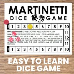 an easy to learn dice game with instructions on how to play it and how to use it