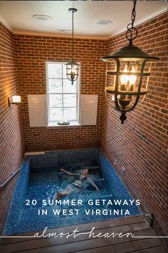 an indoor hot tub with the words 20 summer getaways in west virginia