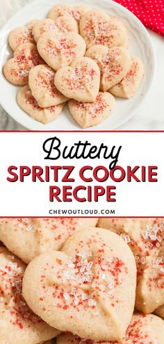 buttery spritz cookie recipe on a white plate