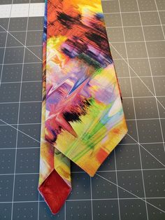 "Unique necktie made from cotton. Abstract, multicolor watercolor pattern. The tie is standard sized, 3.25\" wide and 58\" long." Elegant Patterned Summer Ties, Elegant Multicolor Neckwear With Ties, Funky Ties Men, Luxury Multicolor Ties For Men, Adjustable Multicolor Standard Tie, Watercolor Pattern, Neck Tie, Marketing And Advertising, Selling On Etsy