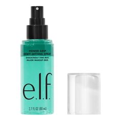 Shake up the way you set makeup! Get major makeup grip plus a dewy finish with e.l.f. Cosmetics Powder Grip Dewy Setting Spray. Featuring a water-based phase and an oil-based phase, the shockingly fine bi-phase formula is boosted with 5% aloe, plus hyaluronic acid, squalane and green tea seed oil. Shake to activate the power of both phases for dewy, long-lasting makeup looks. Why you’ll love it: • Bi-phase setting spray with a makeup-gripping water phase and a moisturizing oil phase • Shake to a Elf Setting Spray, Dewy Setting Spray, Dream Skincare, Target Beauty, Aloe Juice, E.l.f. Cosmetics, Elf Cosmetics, Elf Makeup, Makeup Setting Spray