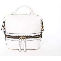 Ashley Small Leather Backpack Purse in White White Leather Shoulder Backpack For Daily Use, White Rectangular Leather Backpack For Daily Use, White Leather Backpack With Zipper For Daily Use, Trendy White Leather Backpack, White Leather Rectangular Backpack For Everyday Use, White Leather Shoulder Backpack For Everyday Use, White Leather Backpack With Zipper Closure, White Shoulder Bag Backpack With Zipper, Trendy White Rectangular Leather Backpack