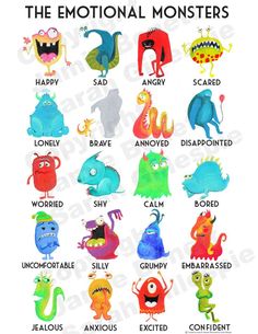 an image of monsters with their names