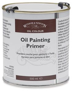 a can of oil painting primer on a white background