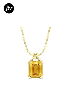 This bold Citrine and White Topaz Pendant is crafted in lustrous yellow plated sterling silver and features an octagon-cut, prong-set citrine (16x12mm) adorned with a round-cut, prong-set white topaz (1.5x1.5mm) gemstone at the stalk of the pendant. Enhanced with a polished finish, this splendid pendant is suspended on an 18-inch oval diamond cut, bead chain secured with a lobster clasp. This vibrant necklace makes for an ideal festive accessory. Yellow Gemstones, Moissanite Necklace, Topaz Pendant, Diamond Alternatives, Pendant With Chain, Cubic Zirconia Earrings, Bead Chain, Zirconia Earrings, Fashion Jewelry Earrings