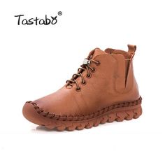 Tastabo Handmade Ankle Boots With Fur Retro Boots Shoes Women Fashion Handmade Slip-on Soft Leather Winter Warm Boots Ladies - Touchy Style Ankle-high Lace-up Boots With Stitched Sole For Fall, Fall Ankle-high Lace-up Boots With Stitched Sole, Fall Lace-up Boots With Stitched Sole And Round Toe, Casual High-top Leather Shoes For Fall, Casual Chelsea Boots With Stitched Sole For Fall, Casual Fall Chelsea Boots With Stitched Sole, Casual Booties With Flat Heel And Leather Sole, Casual Flat Heel Booties With Leather Sole, Casual Ankle-high Chelsea Boots With Leather Sole