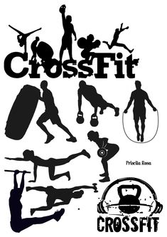 the silhouettes of people doing different sports and bodybuilding exercises for crossfit