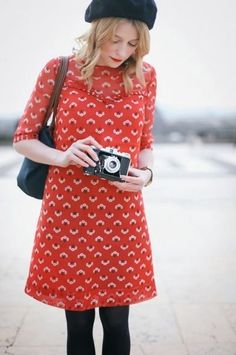 Linda Rodin Style, Cute Red Dresses, Perfect Winter Outfit, Shift Dresses, French Chic, Mode Vintage