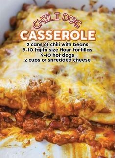 the recipe for chili dog casserole is shown