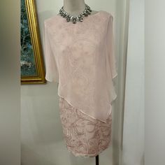 Studio One Nwt Size 10 Bust 18” L 36” Approx Shore Spring Formal Dress With Overlay, Elegant Short Sleeve Dress With Overlay, Elegant Dress With Short Sleeve Overlay, Elegant Dress With Overlay And Short Sleeves, Overlay Dress, Size 10, Womens Dresses, Dresses, 10 Things