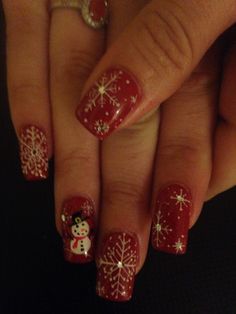 Red Snowflakes, Gel Nail Art, Winter Nails, Gel Nail, Gel Nails, Manicure