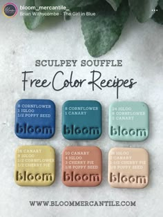 four different colors of soap with the words bloom on them