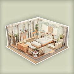 an image of a living room with furniture and decor on the floor in 3d form