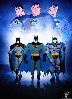 three batmans standing next to each other