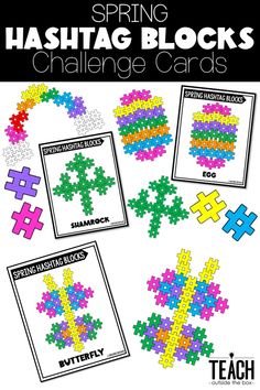 the spring hashtag blocks challenge cards are shown