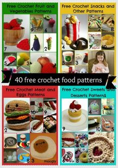 Play with your food! 40 free amigurumi crochet food patterns! Giant pattern roundup at moogly! Crochet Food Patterns, Crochet Lamp, Doll Food, Unique Crochet, Amigurumi Free Pattern