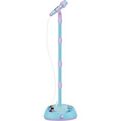 a blue and pink electric toothbrush holder on a white background with the cord attached to it