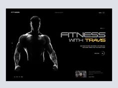 the homepage for fitness with travis, which features an image of a man's torso