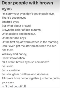 an image of the poem dear people with brown eyes