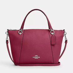 Product Details Refined Pebble Leather Inside Zip Pocket Zip-Top Closure, Fabric Lining Handles With 5" Drop Outside Zip Pocket Detachable Strap With 22" Drop For Shoulder Or Crossbody Wear 10" (L) X 8 1/2" (H) X 3 3/4" (W) Style No. C6229 Color: Bright Violet Coach Purple Shoulder Bag With Top Carry Handle, Coach Purple Bag With Top Carry Handle, Zip Top, Pebbled Leather, Coach Bags, Pink Purple, Zip Pockets, Satchel, Violet