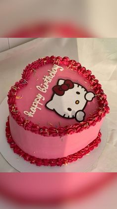 a hello kitty birthday cake on a plate