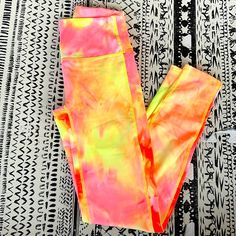 Silky Soft Leggings, Awesome Bright Summer Colors And Never Worn. No Tags But Come In The Bag. Spring Tie Dye Stretch Leggings, Summer Tie Dye Yoga Bottoms, Fitted Tie-dye Yoga Pants, Tie-dye Yoga Bottoms For Summer, Summer Tie-dye Stretch Leggings, Tie Dye Fashion, Soft Leggings, Summer Colors, High Waisted Leggings