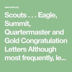 the words scouts, eagle, summit, quartet and gold congratulations letters although most frequently