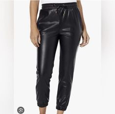 NWT $90 Bishop + Young Size XS Black Iconic Vegan Leather Jogger. I’m obsessed with these leather joggers! They are high-waisted, super cute, and no animals were harmed to make them. Casual Fall Fashion, Sports Track Pants, Vegan Leather Pants, Satin Joggers, Printed Jogger Pants, Leather Joggers, Green Joggers, Dress Joggers, Athleisure Casual