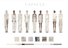 a group of people standing next to each other in white dresses and shawls with text that reads capsule