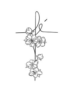 a drawing of flowers with the letter y in it's center and an arrow on top