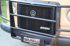 the front grille of a vehicle that is parked