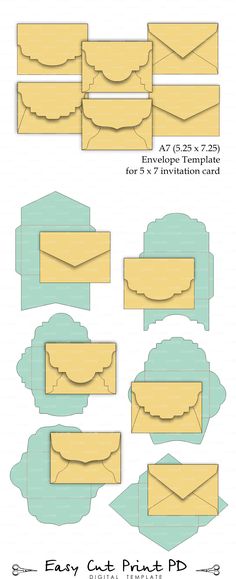 an envelope cut out with different shapes and sizes